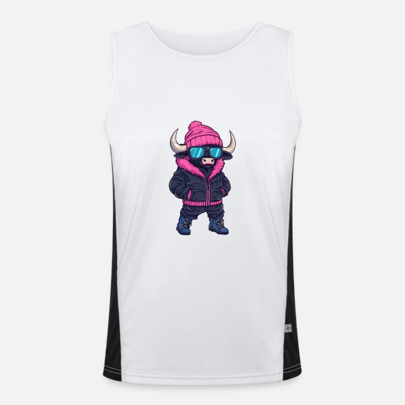 Taurus Cool Comic - Men's Functional Contrast Tank Top  - white/black