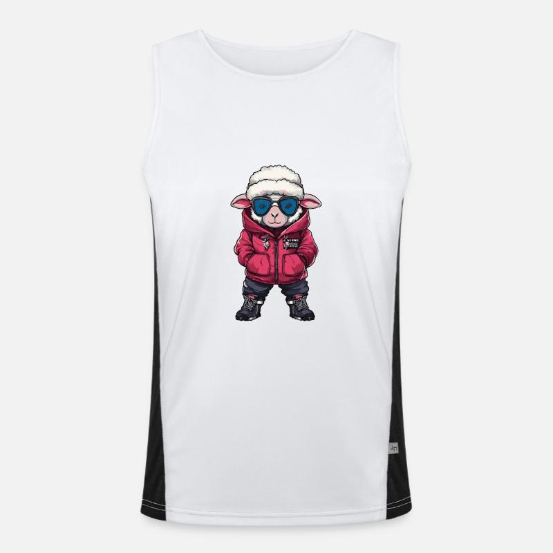 Sheep Cool Comic - Men's Functional Contrast Tank Top  - white/black