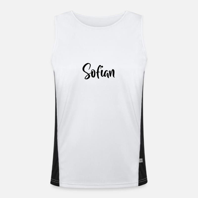 First name - Sofian - Men's Functional Contrast Tank Top  - white/black