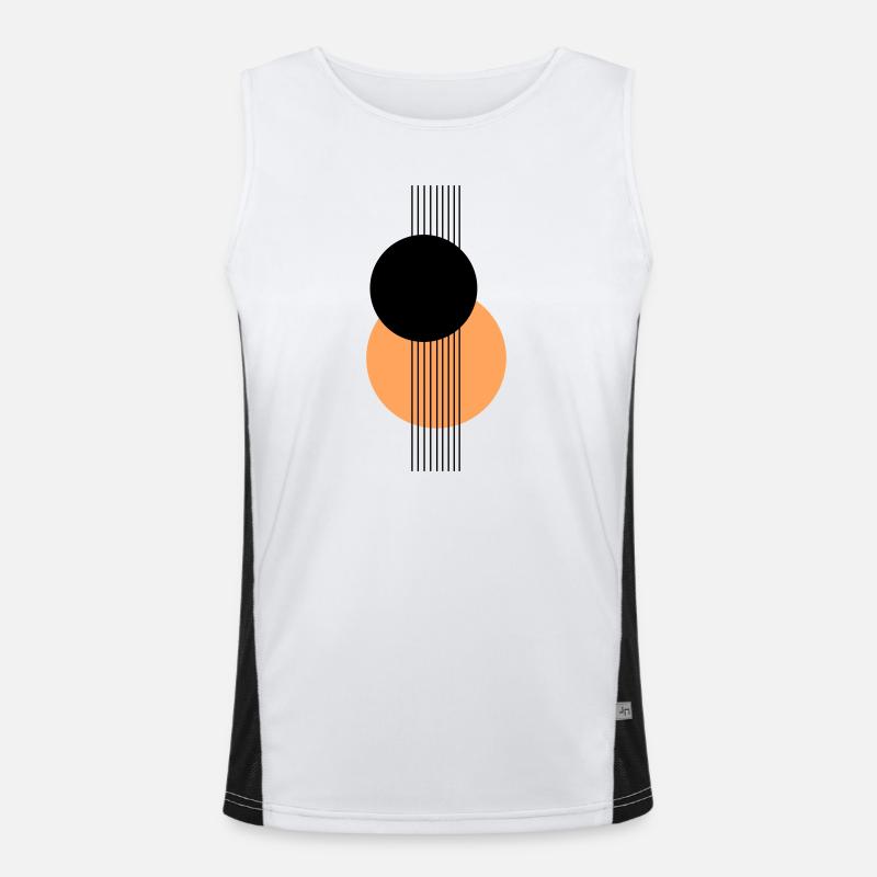 Abstraktes geometrisches Design Orange Schwarz Funktionelles Kontrast-Tank Top für Männer 