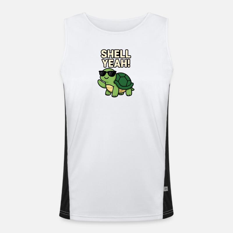 Cool Turtle with Sunglasses and Bold Text Men's Functional Contrast Tank Top 