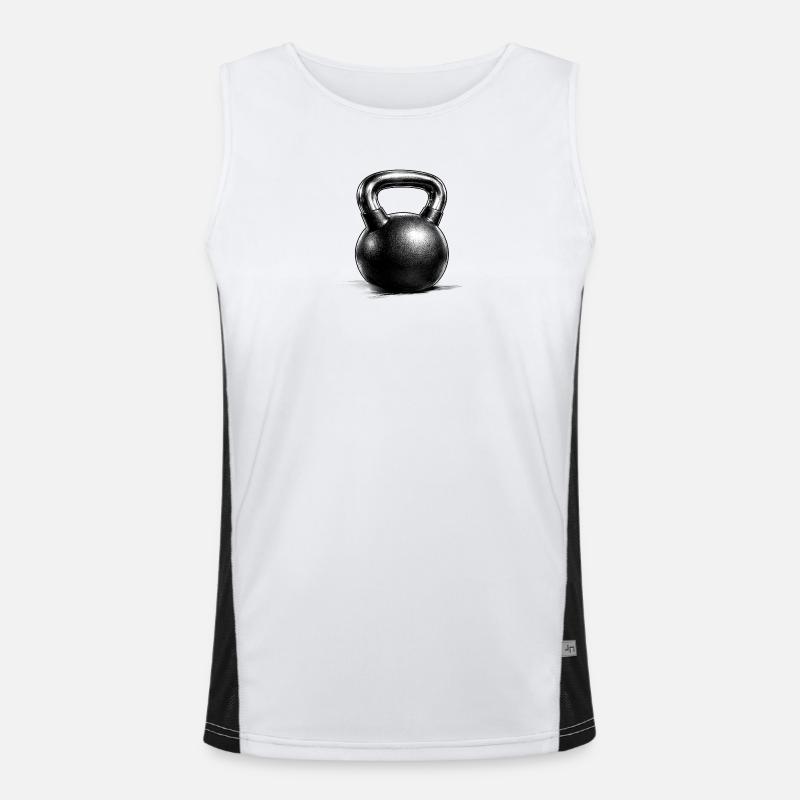 Kettlebell Strength Training Drawing Minimal Men's Functional Contrast Tank Top 