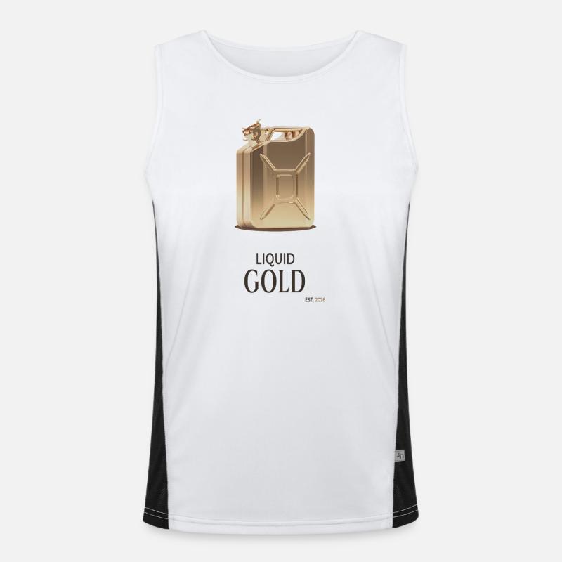 Liquid Gold Canister Design Saying Men's Functional Contrast Tank Top 