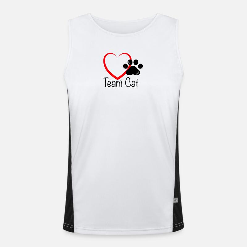 Team Cat mit Herz Funktionelles Kontrast-Tank Top für Männer 