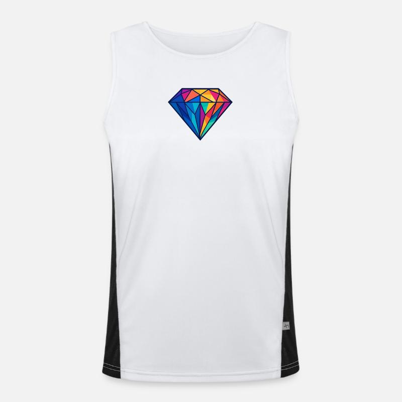 Geometric Diamond | Colorful/rainbow design Men's Functional Contrast Tank Top 