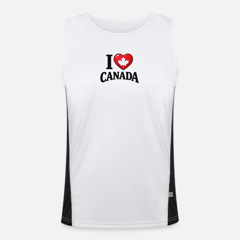 I Love Canada – Maple Leaf Message Men's Functional Contrast Tank Top 