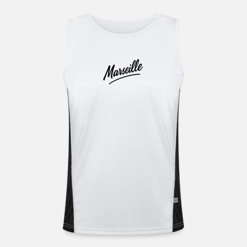 Marseille Script Swing - Men's Functional Contrast Tank Top  - white/black