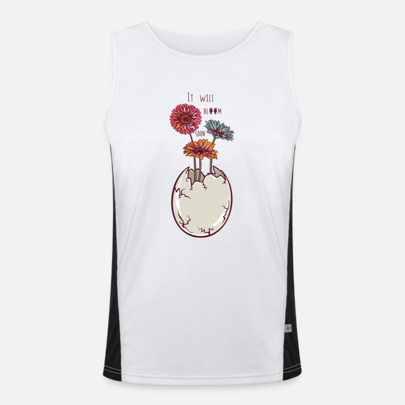 Blooming egg - eggshell - flowers Men's Functional Contrast Tank Top 