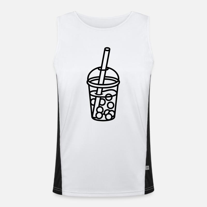 Comic Bubble Tea Design - Men's Functional Contrast Tank Top  - white/black