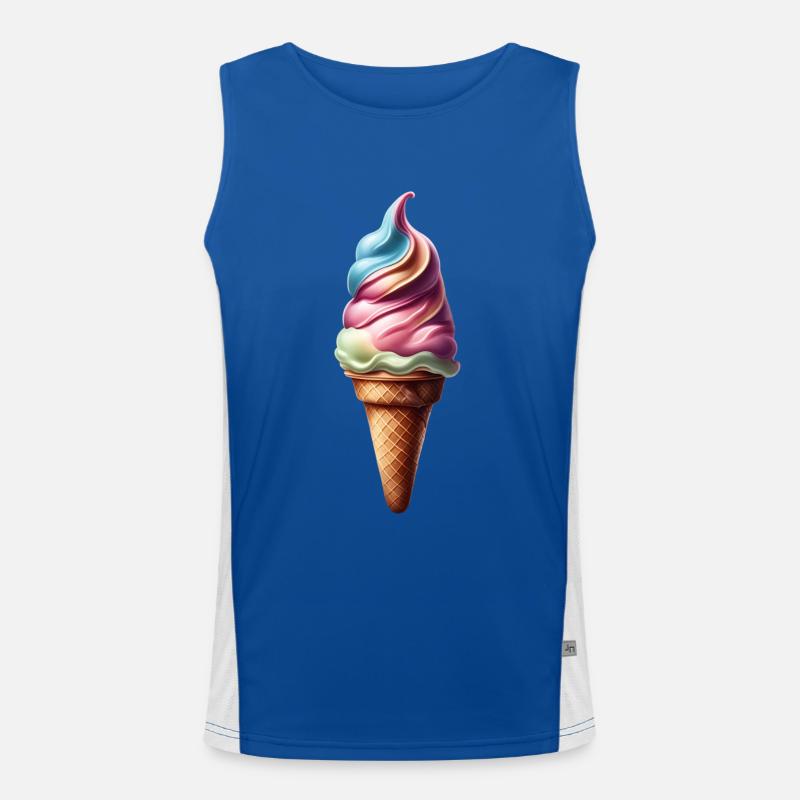 Yummy colorful icecream cone Men's Functional Contrast Tank Top 