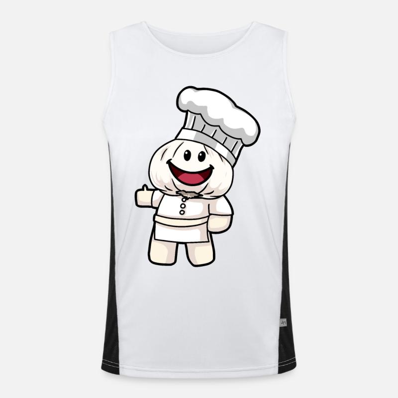 Koch kochen Küche Knoblauch Gesund Vegan Funktionelles Kontrast-Tank Top für Männer 