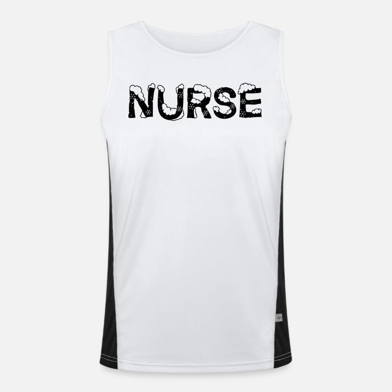 Text Eis Weihnachten Kostüm Krankenschwester Funktionelles Kontrast-Tank Top für Männer 