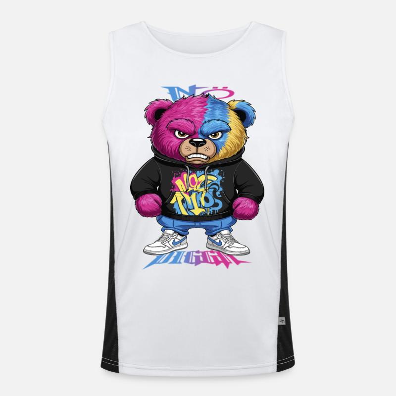 Grumpy Bear - Men's Functional Contrast Tank Top  - white/black