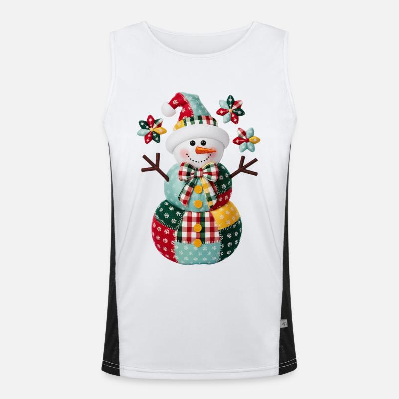 Patchwork Schneemann Feiertagsstimmung Funktionelles Kontrast-Tank Top für Männer 