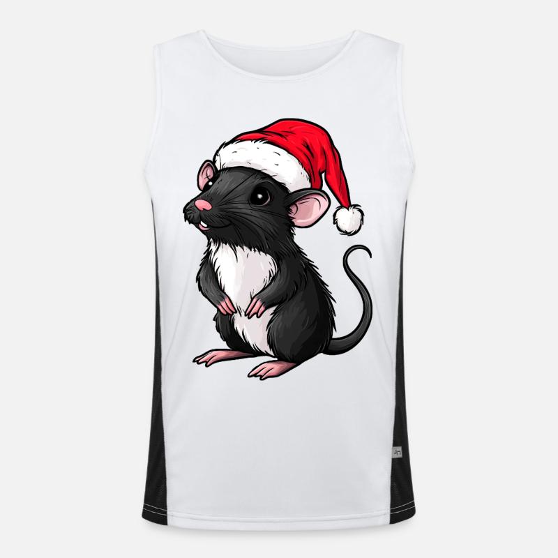 Julerotte - Funktionel kontrast tanktop til herrer - hvid/sort