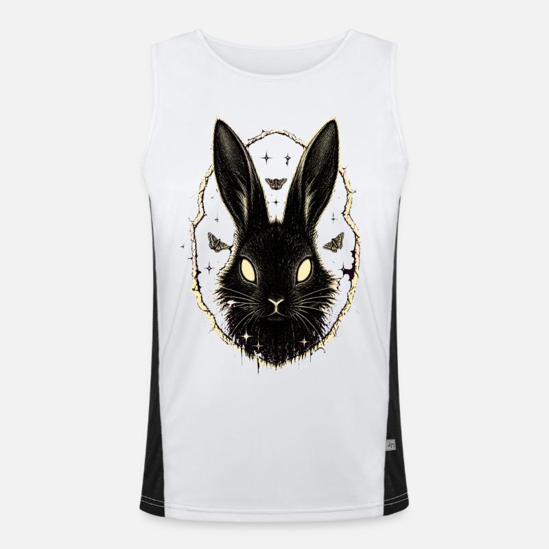 Black Rabbit with Moths Men's Functional Contrast Tank Top 