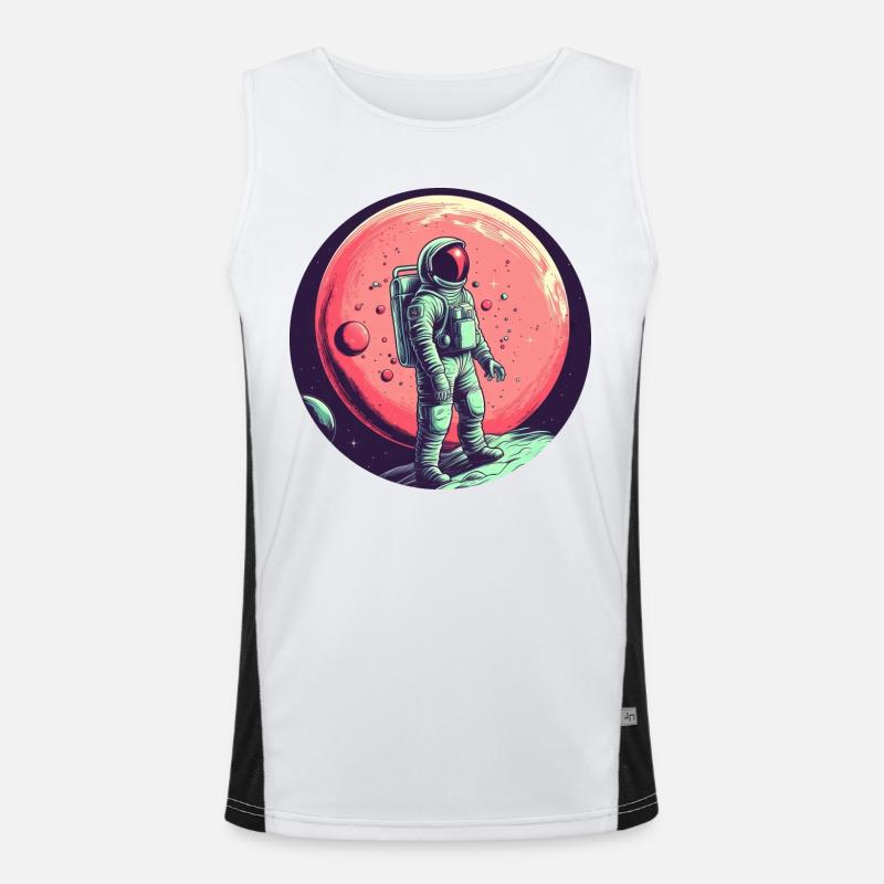 Astronaute et Lune rouge - Exploration spatiale Débardeur respirant contrasté Homme 
