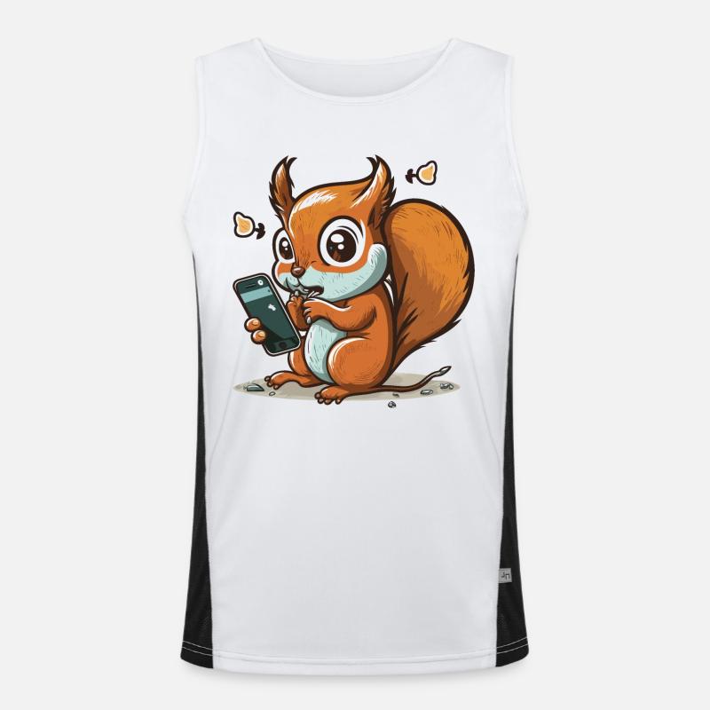 Scroll On, Squirrel! - Men's Functional Contrast Tank Top  - white/black