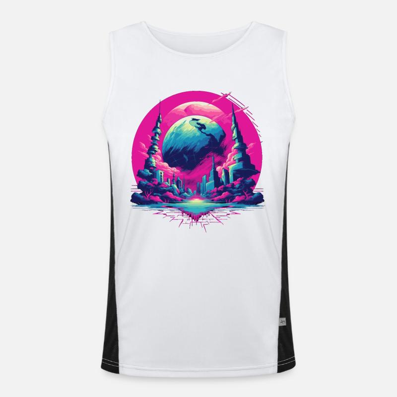 80s Electric Dreams: Synthwave Odyssey Men's Functional Contrast Tank Top 