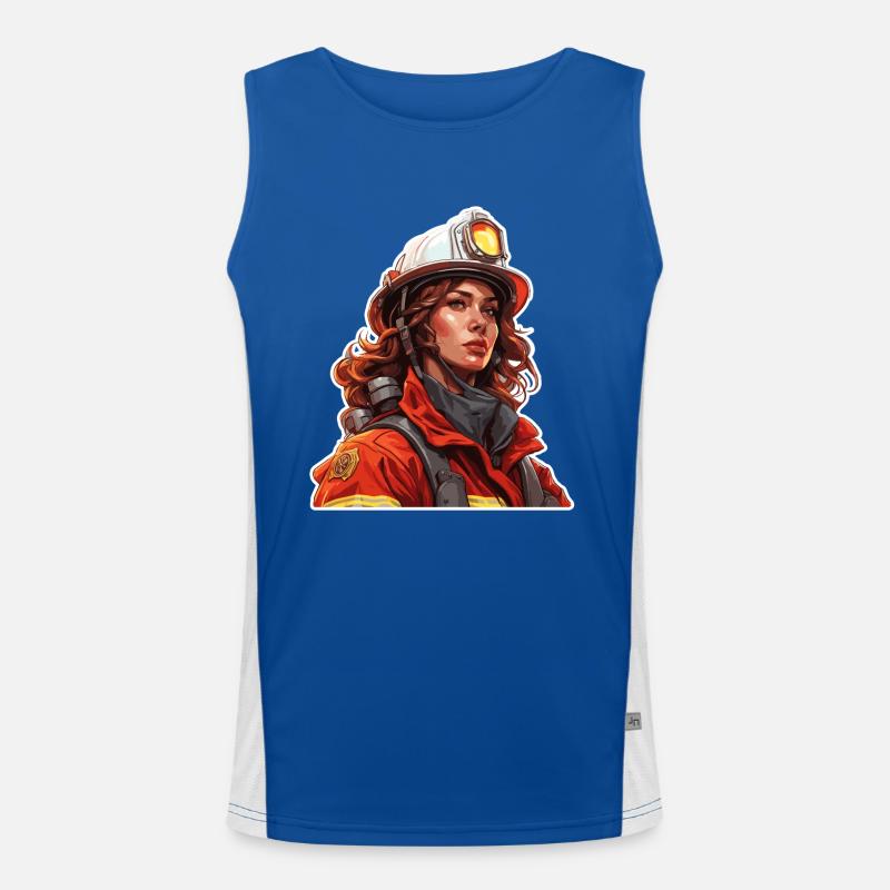 Firefighter / Fire / Fire / Extinguish / Heroine Men's Functional Contrast Tank Top 