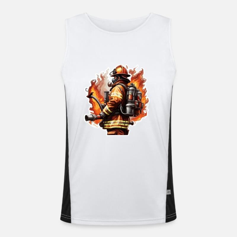 Firefighter / Fire / Fire / Extinguish / Hero - Men's Functional Contrast Tank Top  - white/black