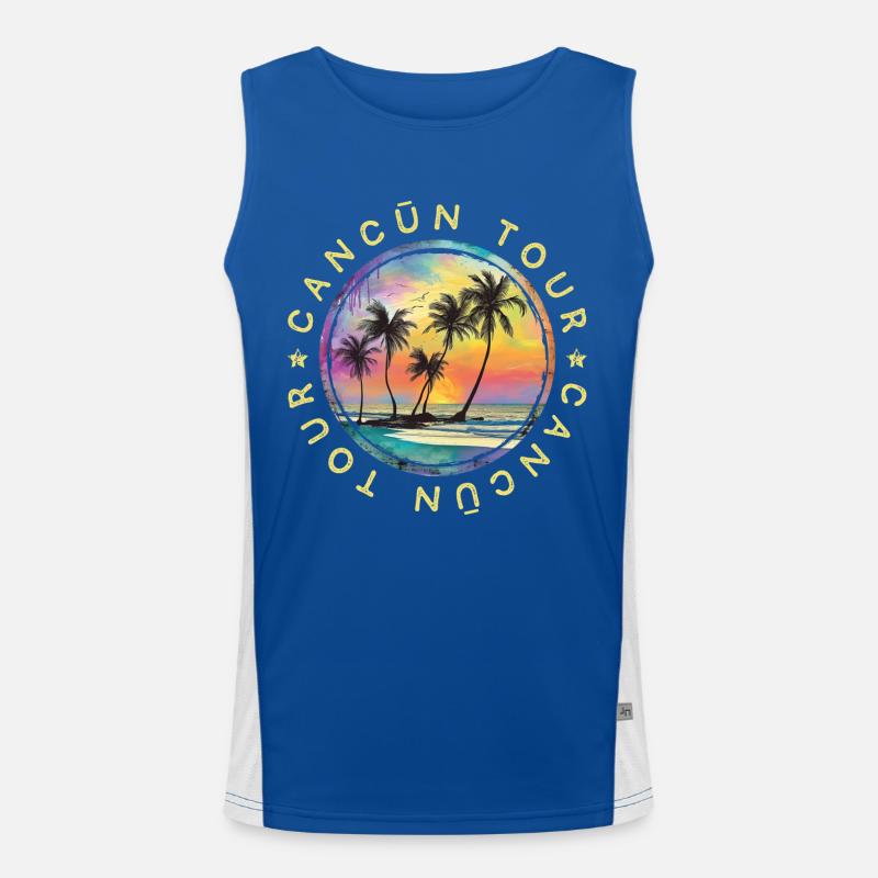 Cancun Tour Reise Bunt Urlaub Funktionelles Kontrast-Tank Top für Männer 
