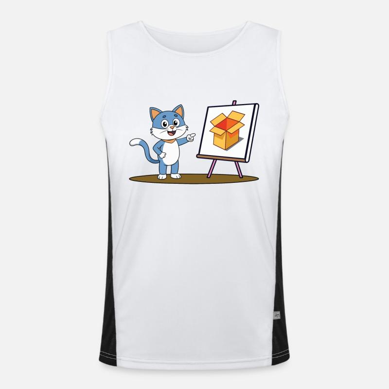 Katze und Karton Funktionelles Kontrast-Tank Top für Männer 