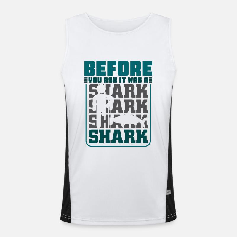 Before you ask it was a shark Funktionelles Kontrast-Tank Top für Männer 