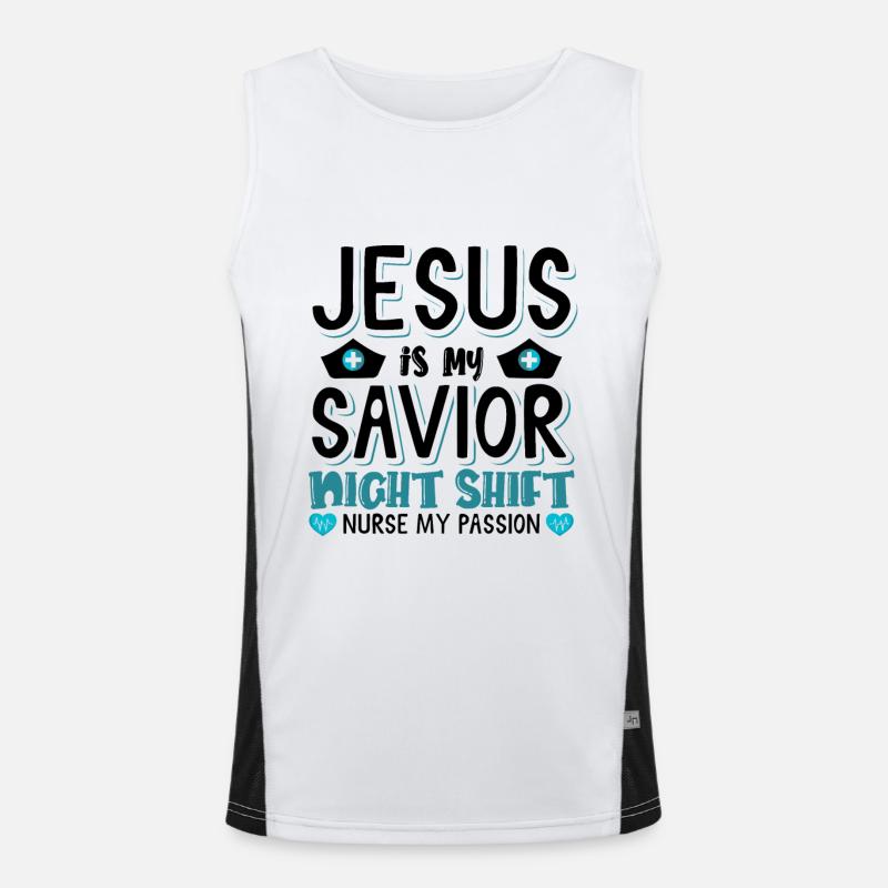 Jesus is my savior Night Shift Nurse Funktionelles Kontrast-Tank Top für Männer 