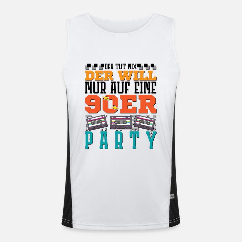 der will nur auf eine 90er Party Funktionelles Kontrast-Tank Top für Männer 