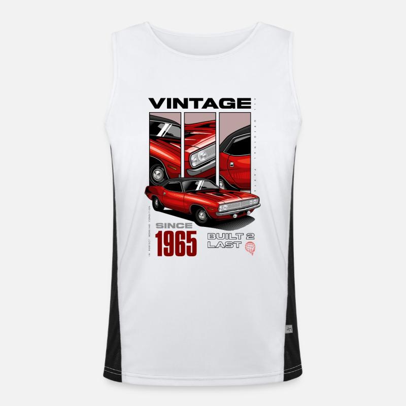 Ich bin nicht alt, ich bin ein Oldtimer, geboren 1965 Funktionelles Kontrast-Tank Top für Männer 