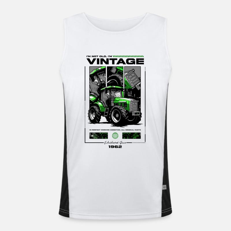 Oldtimer Traktor Bauer Geburtstag Jahrgang 1962 Funktionelles Kontrast-Tank Top für Männer 