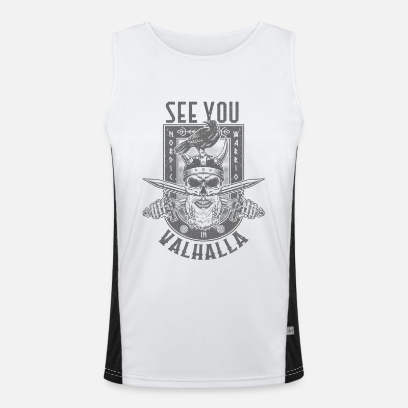 Wir sehen uns in Walhalla, Wikinger-Nordisch Funktionelles Kontrast-Tank Top für Männer 