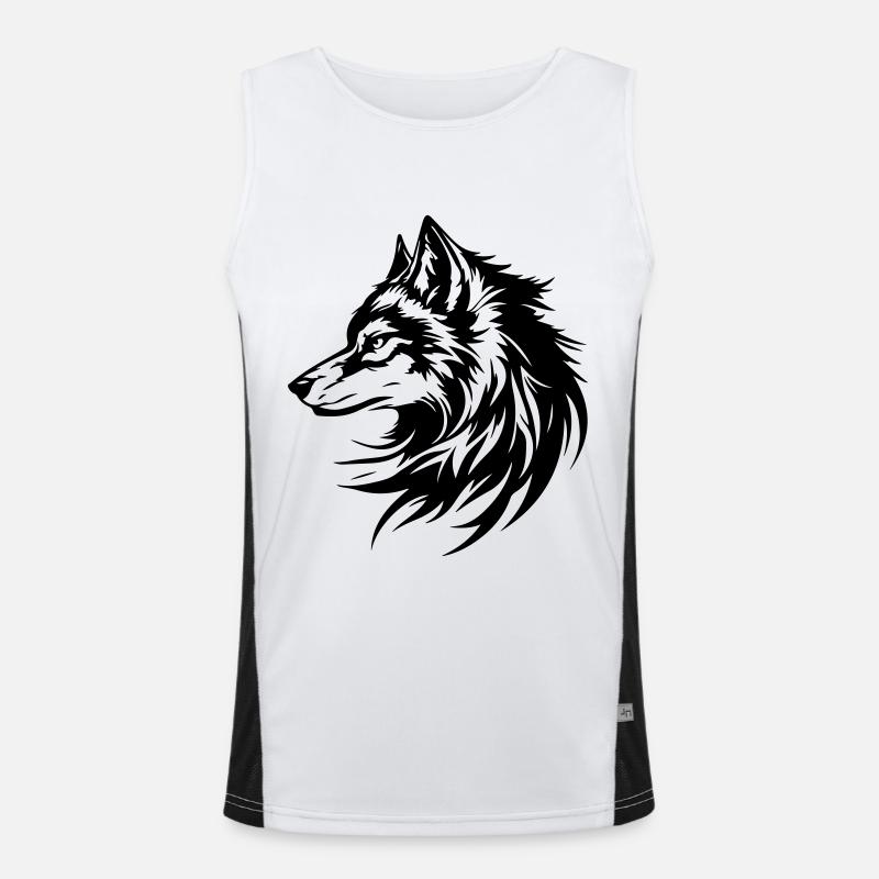 Wolf Kopf Silhouette Funktionelles Kontrast-Tank Top für Männer 