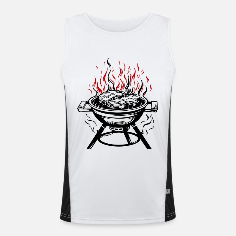 Grill Icon Fire Grilling Icon - Men's Functional Contrast Tank Top  - white/black