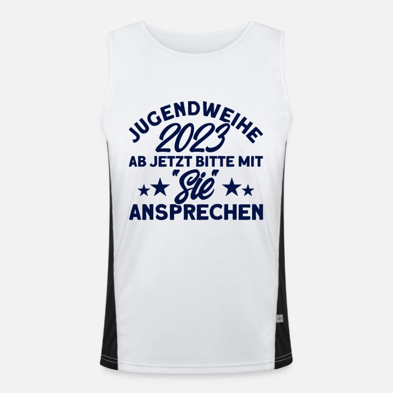 Jugendweihe 2023 Ab Jetzt Bitte Mit Sie Ansprechen Funktionelles Kontrast-Tank Top für Männer 