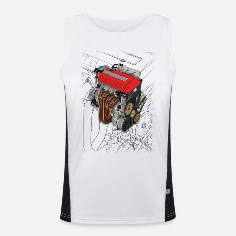 B16 Engine - Men's Functional Contrast Tank Top  - white/black