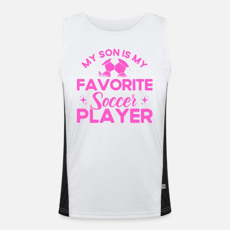 Fußball Mama Mutter Sohn Geschenk Funktionelles Kontrast-Tank Top für Männer 