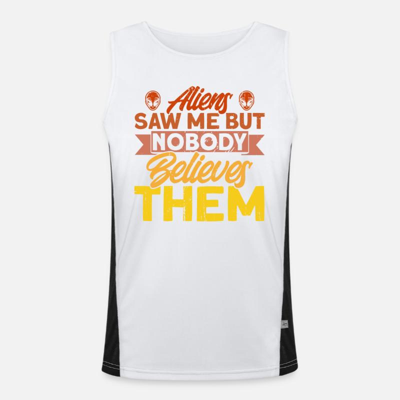 aliens saw me no one believes them alien Men's Functional Contrast Tank Top 
