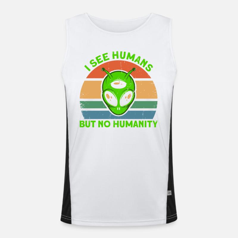 I don't see people as humanity Alien Gesch Men's Functional Contrast Tank Top 