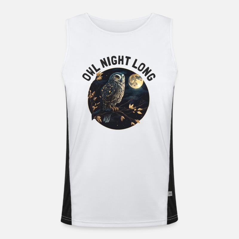 Owl Night Long Nachteule Eule Nachtdienst Funktionelles Kontrast-Tank Top für Männer 