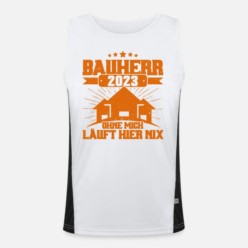 Bauherr 2023 Ohne Mich Läuft Hier Nix Bauherr Gesc Funktionelles Kontrast-Tank Top für Männer 