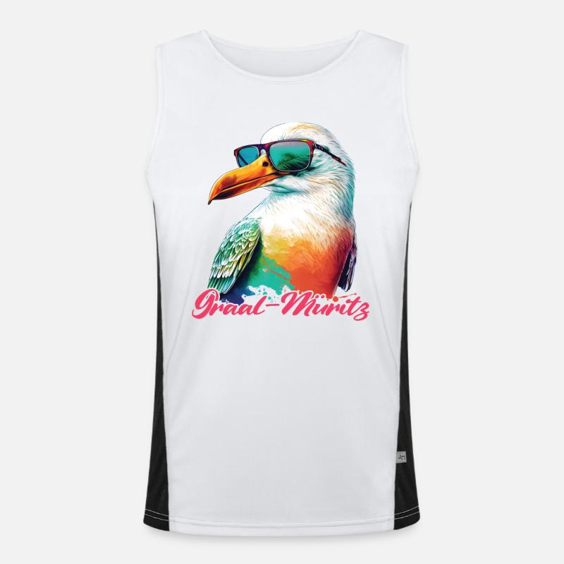Graal Müritz Urlaub coole Möwe mit Sonnenbrille Funktionelles Kontrast-Tank Top für Männer 