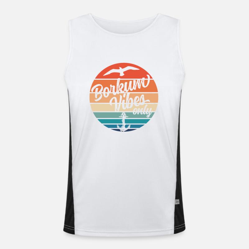Borkum Vibes Only Anker Möwe Funktionelles Kontrast-Tank Top für Männer 