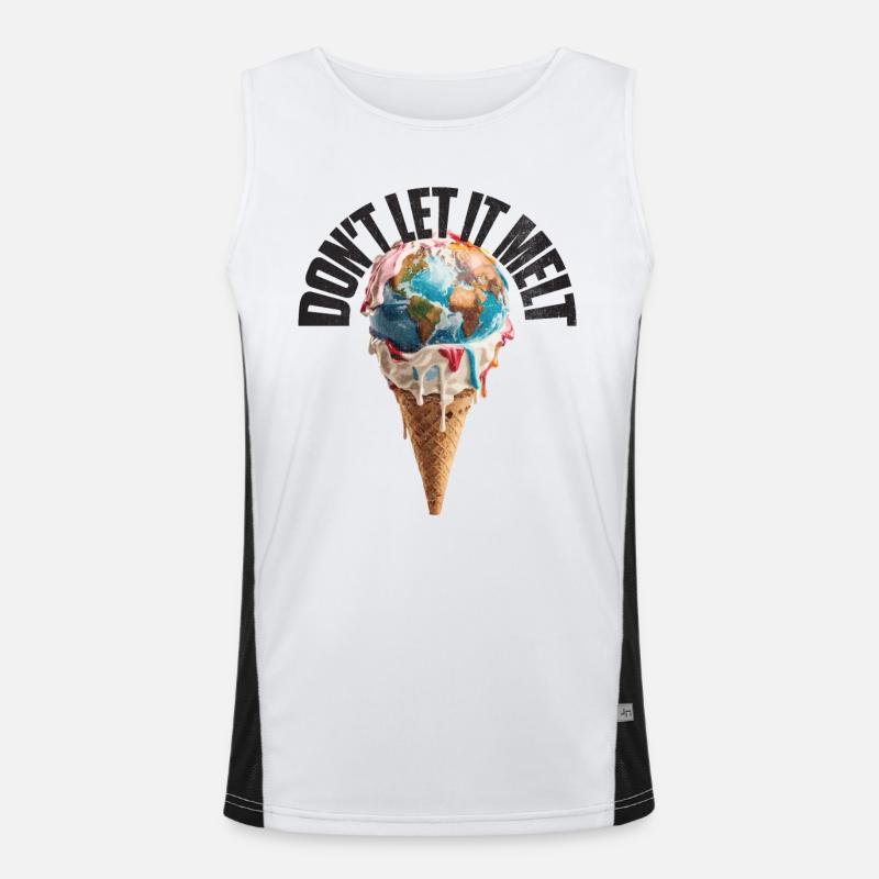 Schmelzende Erde im Eishörnchen Don't let it melt Funktionelles Kontrast-Tank Top für Männer 