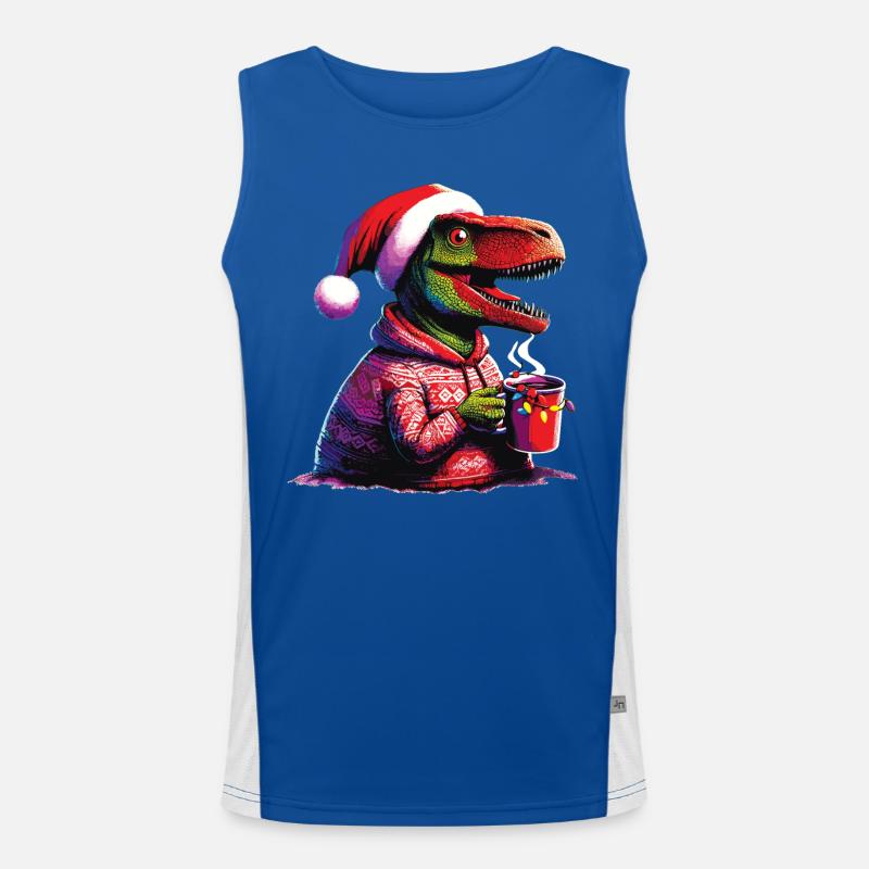 Dino drinks mulled wine Men's Functional Contrast Tank Top 