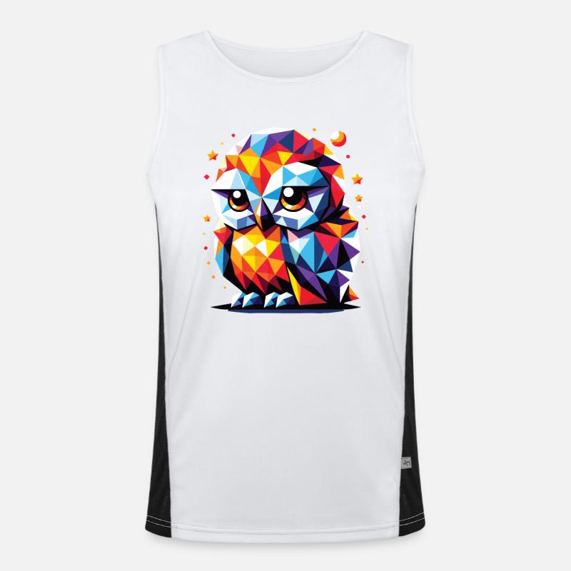 Night Owl Night Duty Polygon Vector Owl Men's Functional Contrast Tank Top 