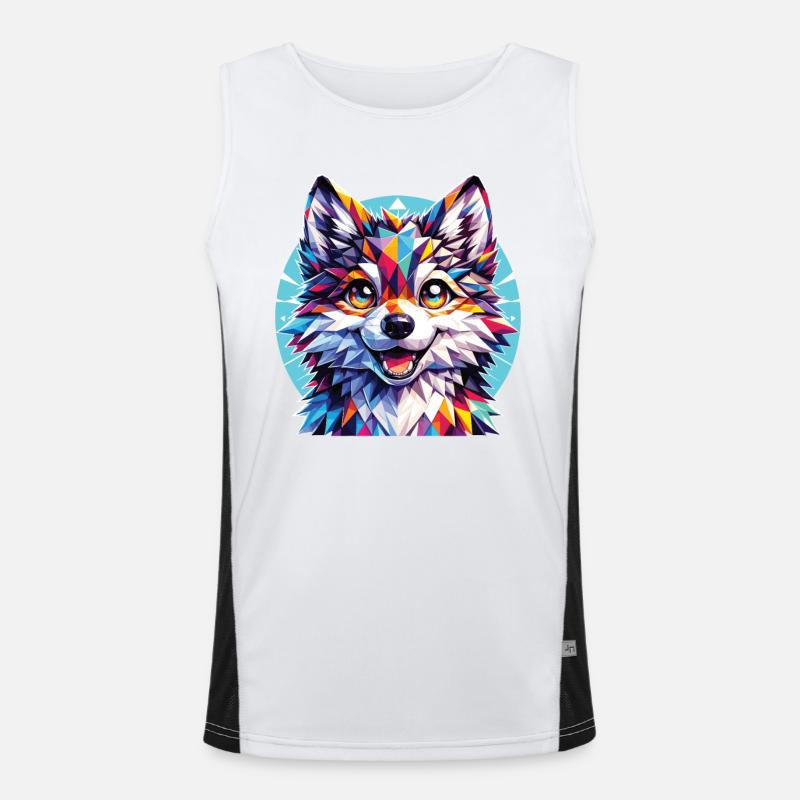 Polygon Wolf Boy - Men's Functional Contrast Tank Top  - white/black