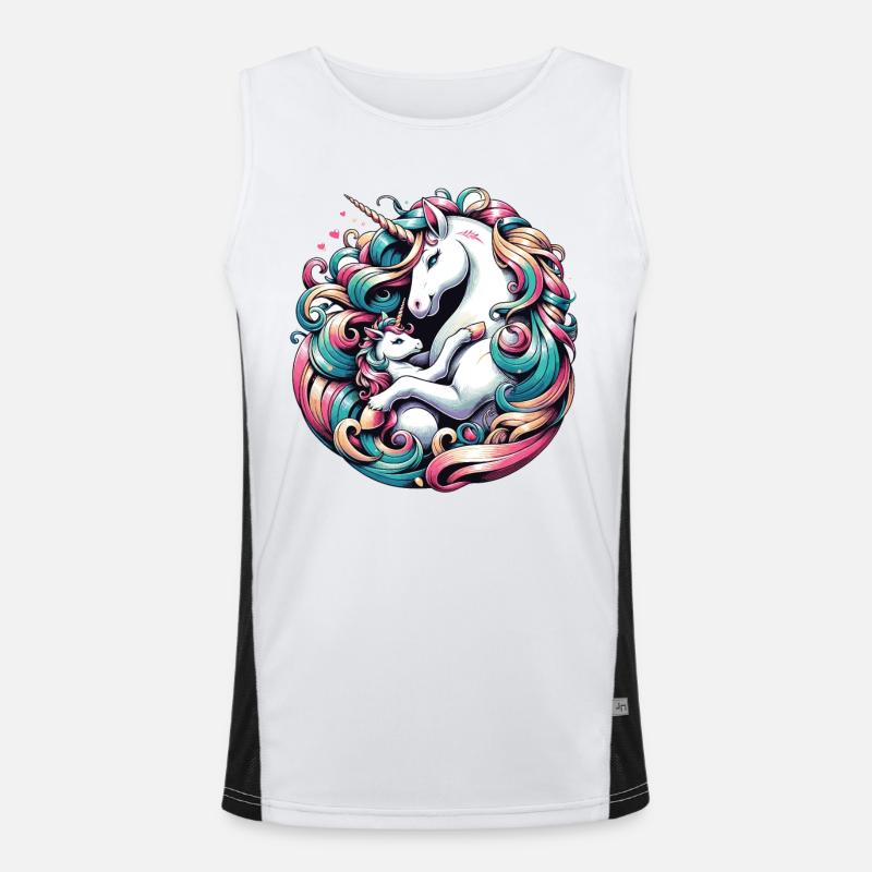 Einhorn Mutter Kind Liebe Funktionelles Kontrast-Tank Top für Männer 