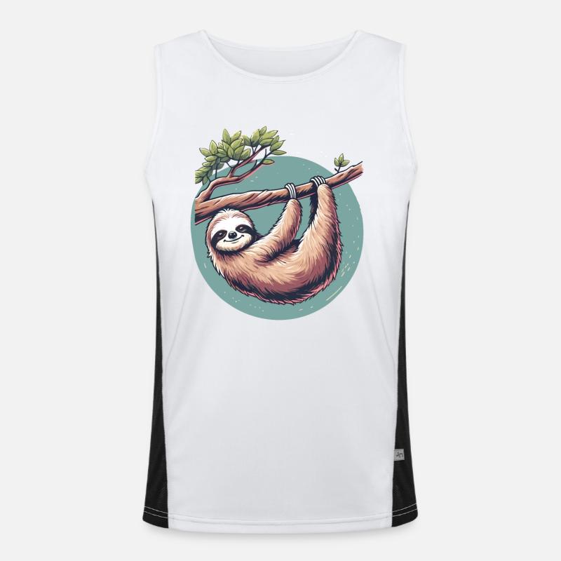 Relaxed sloth serenity at tree Men's Functional Contrast Tank Top 